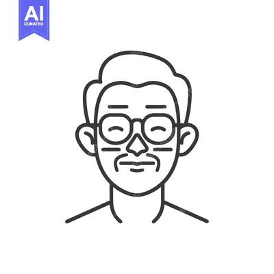 Aset premium populer: Line Drawing of a Man Wearing Glasses