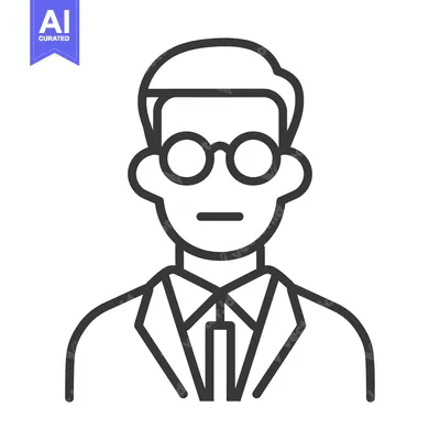 Popular premium asset: Line Drawing of a Man Wearing Glasses and a Suit