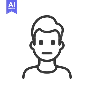 Aset desain premium: Line Drawing of a Man with a Neutral Expression