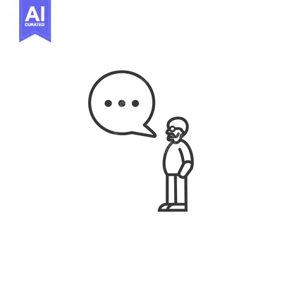 Premium design asset: Line Drawing of a Man with a Speech Bubble