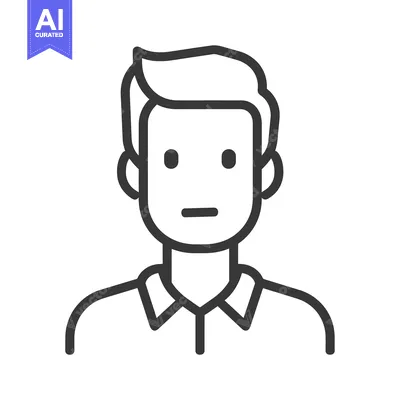 Popular premium asset: Line Drawing of a Man with Short Hair and a Collared Shirt