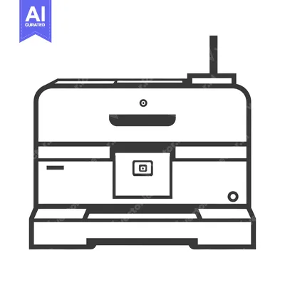 Premium design asset: Line Drawing of a Modern Multifunction Printer