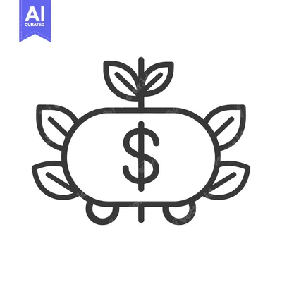 Premium design asset: Line Drawing of a Money Pot with a Dollar Sign and Sprouting Leaves