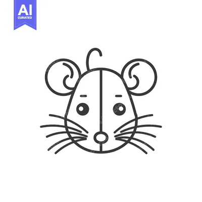 Premium design asset: Line Drawing of a Mouse Face with Large Ears