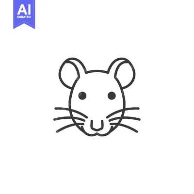 Aset premium populer: Line drawing of a mouse face with large ears and whiskers