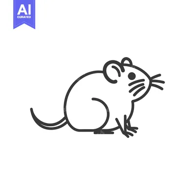Premium design asset: Line Drawing of a Mouse in Profile