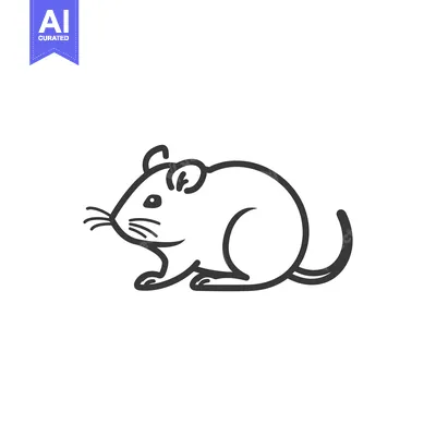 Aset desain premium: Line Drawing of a Mouse in Profile