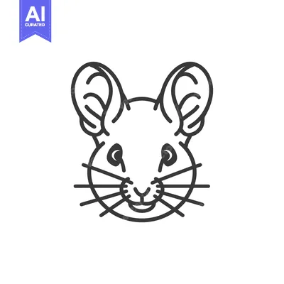 Aset desain premium: Line Drawing of a Mouse's Face