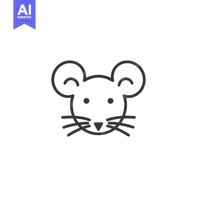 Aset desain premium: Line Drawing of a Mouse's Face
