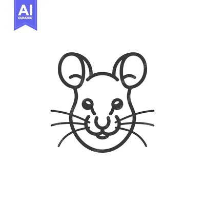 Premium design asset: Line Drawing of a Mouse's Face