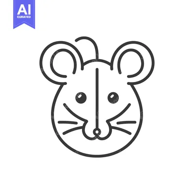 Premium design asset: Line drawing of a mouse's face with big ears