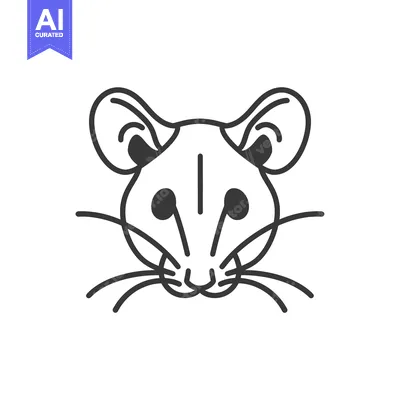 Aset premium populer: Line Drawing of a Mouse's Head with Whiskers
