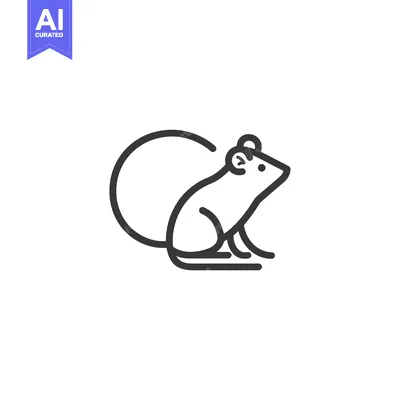 Aset premium populer: Line drawing of a mouse sitting with its tail curled