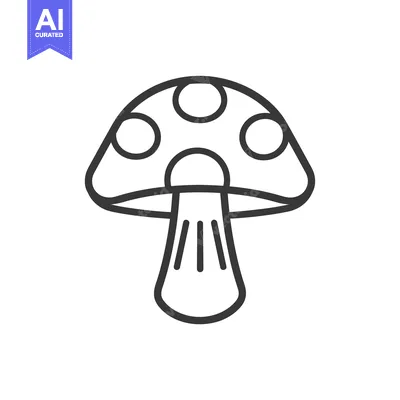 Popular premium asset: Line drawing of a mushroom with a cap and stem