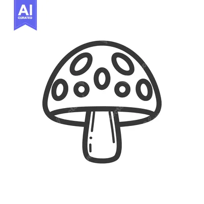 Aset premium populer: Line drawing of a mushroom with a spotted cap