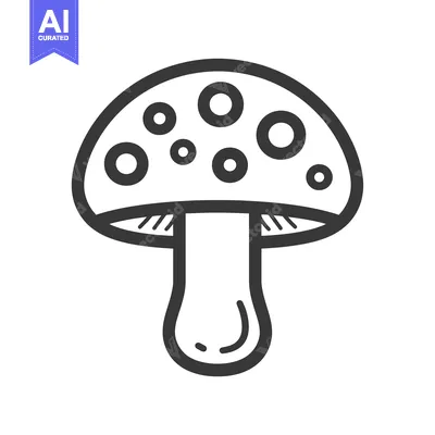 Aset desain premium: Line Drawing of a Mushroom with White Spots