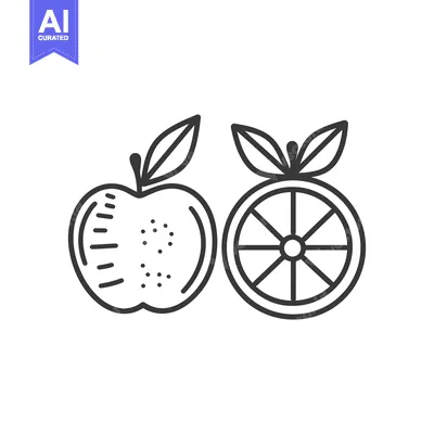 Aset premium populer: Line Drawing of an Apple and an Orange