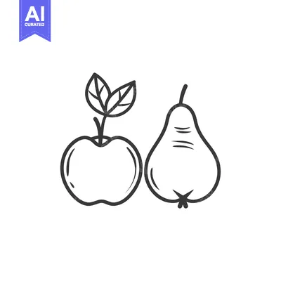 Premium design asset: Line drawing of an apple and pear