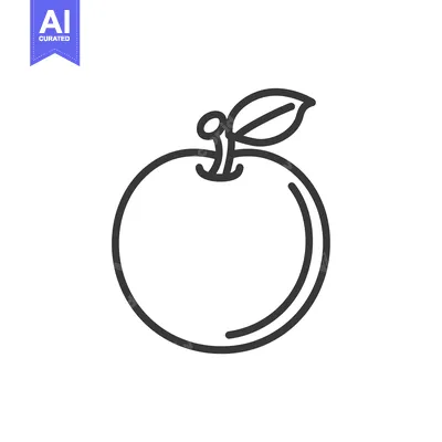 Aset premium populer: Line drawing of an apple with a leaf on top