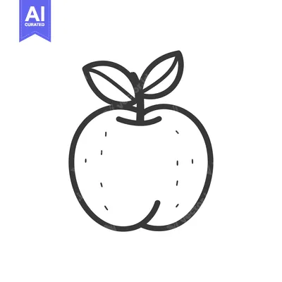 Aset premium populer: Line Drawing of an Apple with Two Leaves
