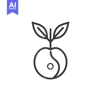 Aset premium populer: Line Drawing of an Apple with Two Leaves