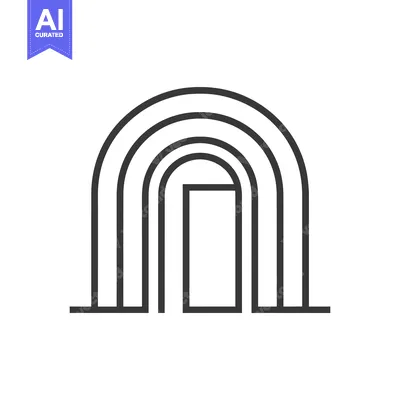 Line Drawing of an Archway with a Door