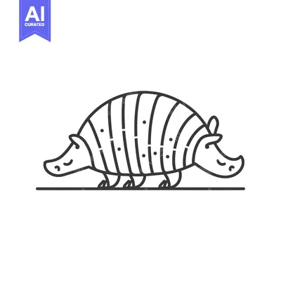 Aset premium populer: Line drawing of an armadillo walking on a line