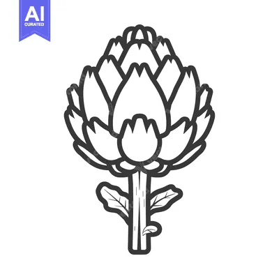 Aset premium populer: Line drawing of an artichoke with leaves