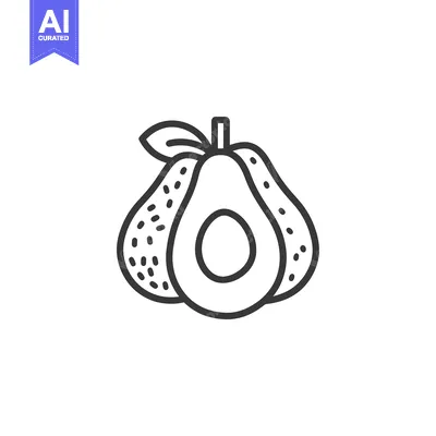 Popular premium asset: Line Drawing of an Avocado with a Leaf