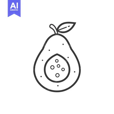 Popular premium asset: Line Drawing of an Avocado with a Leaf
