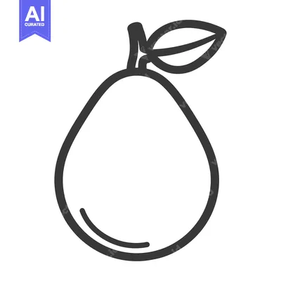 Aset desain premium: Line Drawing of an Avocado with a Leaf