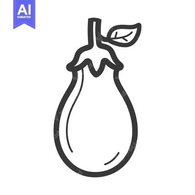 Aset premium populer: Line Drawing of an Eggplant with a Leaf