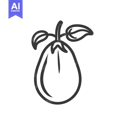 Premium design asset: Line Drawing of an Eggplant with Leaves