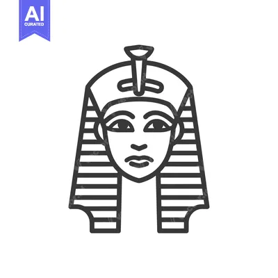 Line drawing of an Egyptian pharaoh's head with a headdress