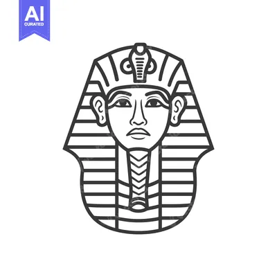 Aset desain premium: Line Drawing of an Egyptian Pharaoh's Mask