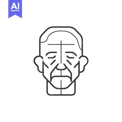 Aset premium populer: Line Drawing of an Elderly Man's Face