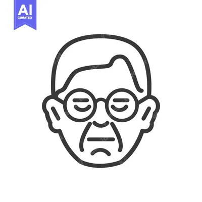 Popular premium asset: Line drawing of an elderly person with glasses