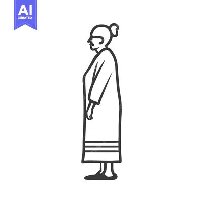 Popular premium asset: Line drawing of an elderly woman in a long robe
