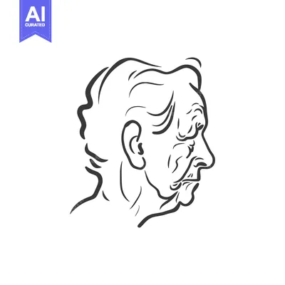 Aset premium populer: Line Drawing of an Elderly Woman's Profile