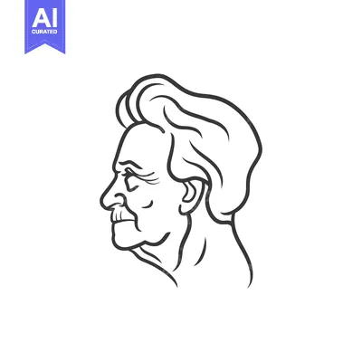 Premium design asset: Line drawing of an elderly woman's profile