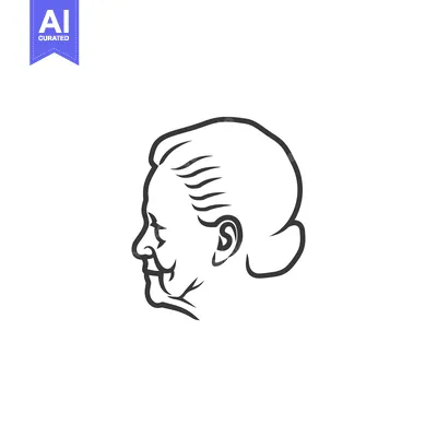 Popular premium asset: Line Drawing of an Elderly Woman's Profile