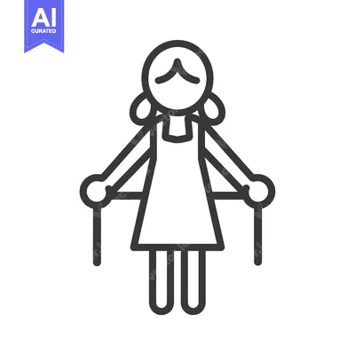 Premium design asset: Line drawing of an elderly woman with a cane