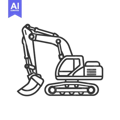 Popular premium asset: Line Drawing of an Excavator with a Bucket
