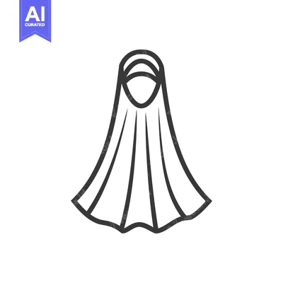 Aset premium populer: Line Drawing of a Niqab, a Veil Covering the Face