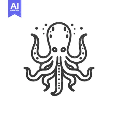 Aset premium populer: Line Drawing of an Octopus with Tentacles and Dots