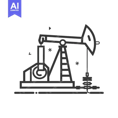 Aset premium populer: Line Drawing of an Oil Pump Jack