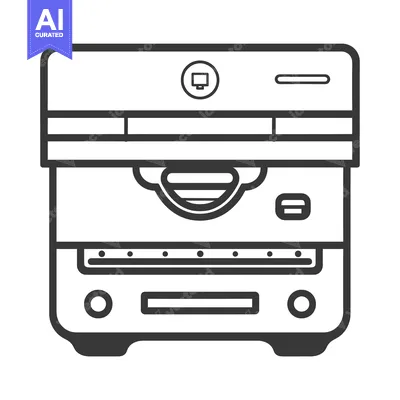 Premium design asset: Line drawing of an old computer desktop tower