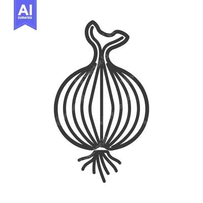 Aset desain premium: Line Drawing of an Onion with Roots
