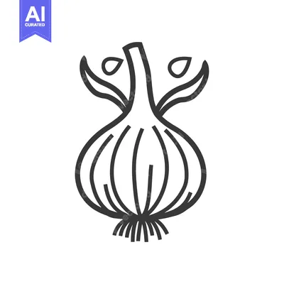 Aset desain premium: Line Drawing of an Onion with Sprouts