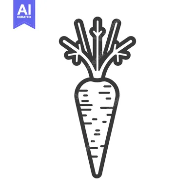 Premium design asset: Line Drawing of an Orange Carrot with Green Tops